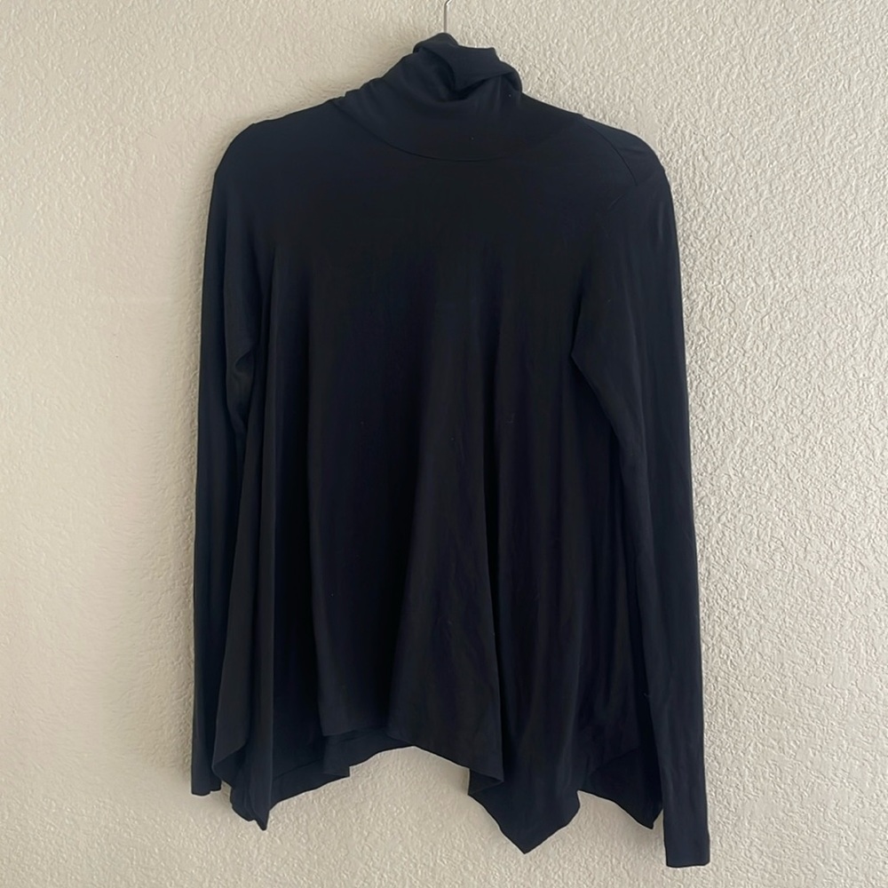 Theory Uneven Hem Drapey Longsleeve Turtleneck - Black